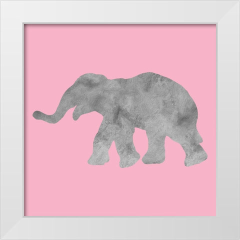 Baby Elephant White Modern Wood Framed Art Print by Phillip, Jamie