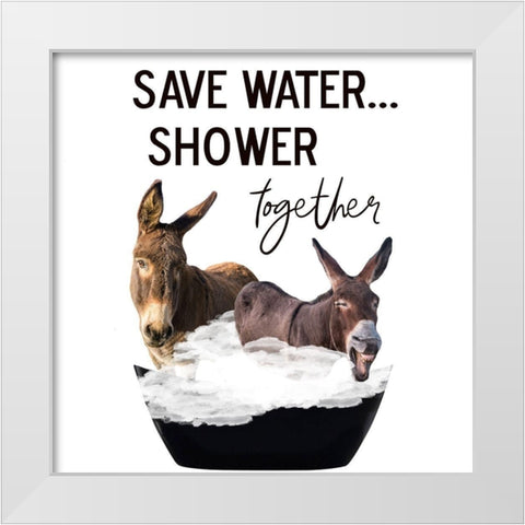 Shower Together White Modern Wood Framed Art Print by Phillip, Jamie