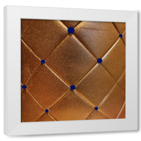 Gold And Blue Pearls White Modern Wood Framed Art Print by Phillip, Jamie