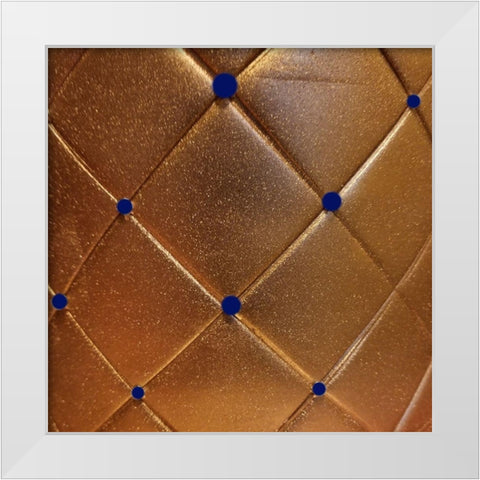 Gold And Blue Pearls White Modern Wood Framed Art Print by Phillip, Jamie