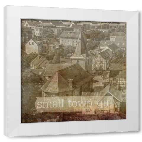 Small Town Girl White Modern Wood Framed Art Print by Phillip, Jamie