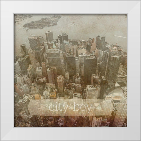 City Boy White Modern Wood Framed Art Print by Phillip, Jamie