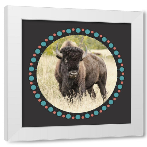 Buffalo Ring 1 White Modern Wood Framed Art Print by Phillip, Jamie