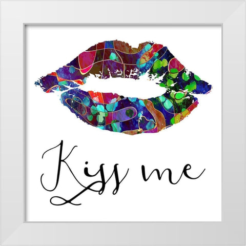 Kiss Me White Modern Wood Framed Art Print by Phillip, Jamie