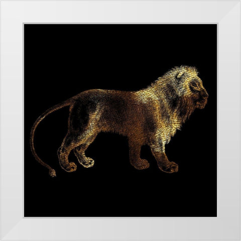 Lion White Modern Wood Framed Art Print by Phillip, Jamie