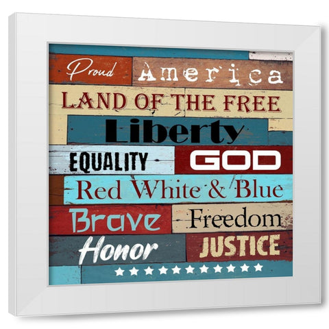American Pride White Modern Wood Framed Art Print by Phillip, Jamie