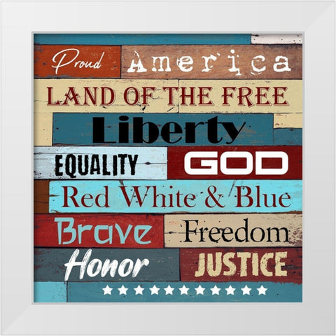 American Pride White Modern Wood Framed Art Print by Phillip, Jamie