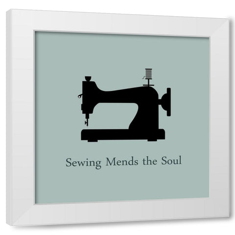 Sewing 2 White Modern Wood Framed Art Print by Phillip, Jamie