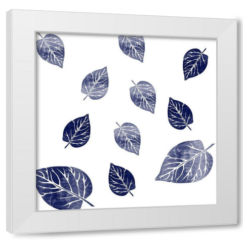 Blue Leaves White Modern Wood Framed Art Print by Phillip, Jamie