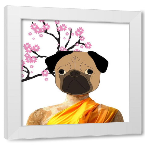 Dog Monk White Modern Wood Framed Art Print by Phillip, Jamie