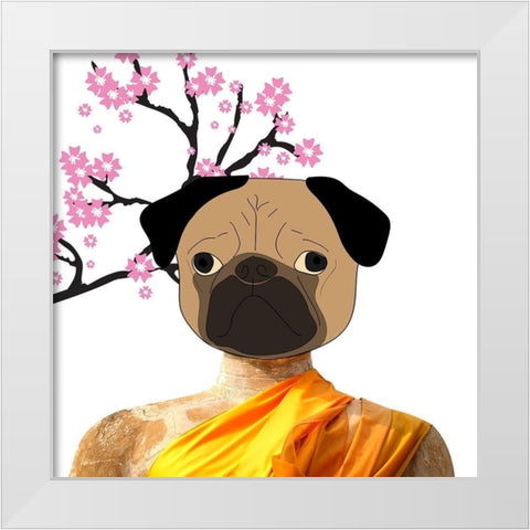 Dog Monk White Modern Wood Framed Art Print by Phillip, Jamie
