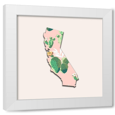 California Map White Modern Wood Framed Art Print by Phillip, Jamie
