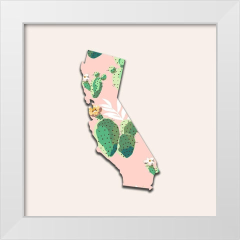 California Map White Modern Wood Framed Art Print by Phillip, Jamie