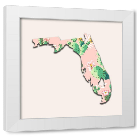 Florida Map White Modern Wood Framed Art Print by Phillip, Jamie