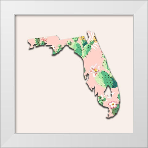 Florida Map White Modern Wood Framed Art Print by Phillip, Jamie