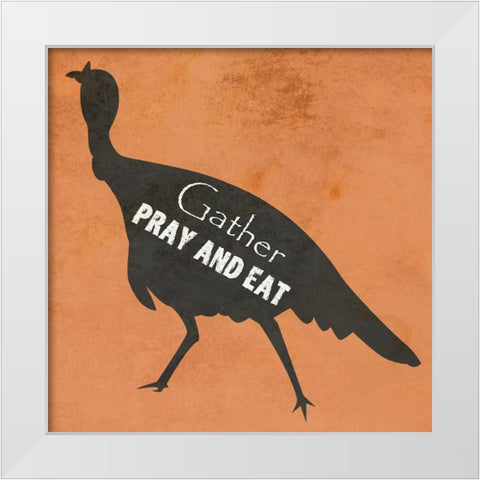 Pray And Eat White Modern Wood Framed Art Print by Phillip, Jamie