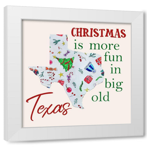 Texas Christmas White Modern Wood Framed Art Print by Phillip, Jamie