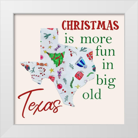 Texas Christmas White Modern Wood Framed Art Print by Phillip, Jamie