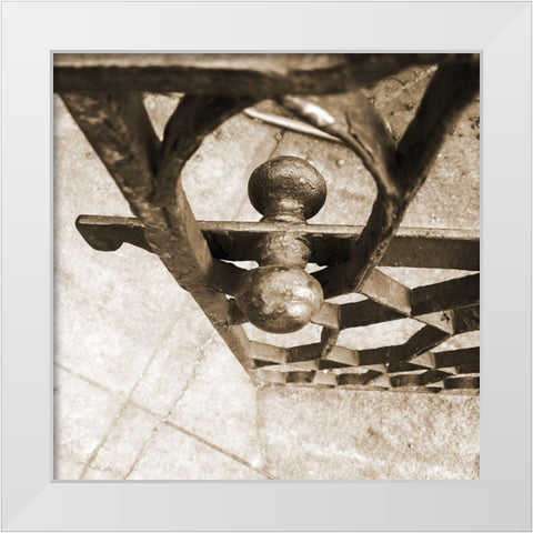 Sepia Iron Gate White Modern Wood Framed Art Print by Phillip, Jamie