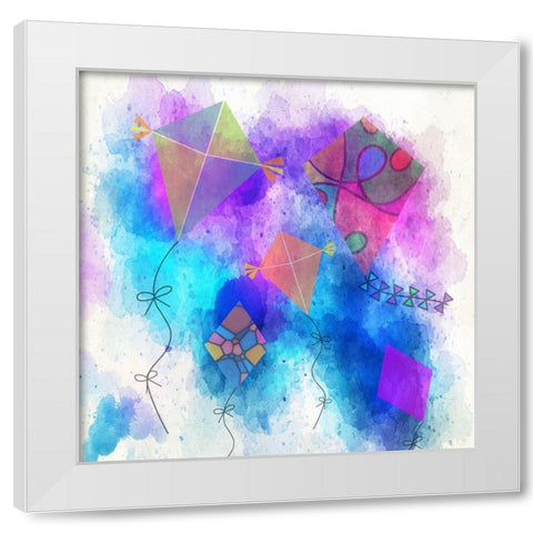 Kites White Modern Wood Framed Art Print by Phillip, Jamie