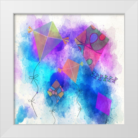 Kites White Modern Wood Framed Art Print by Phillip, Jamie