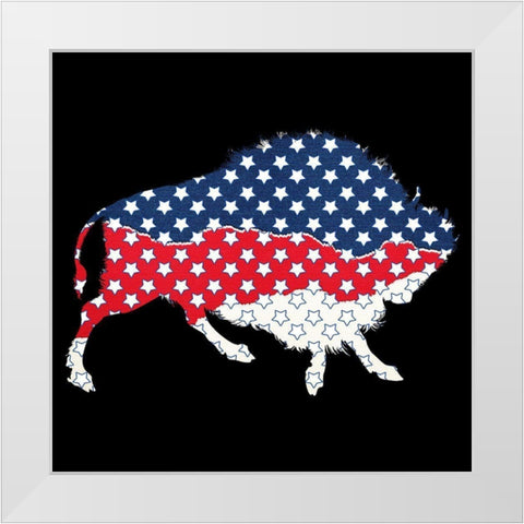 American Bison White Modern Wood Framed Art Print by Phillip, Jamie