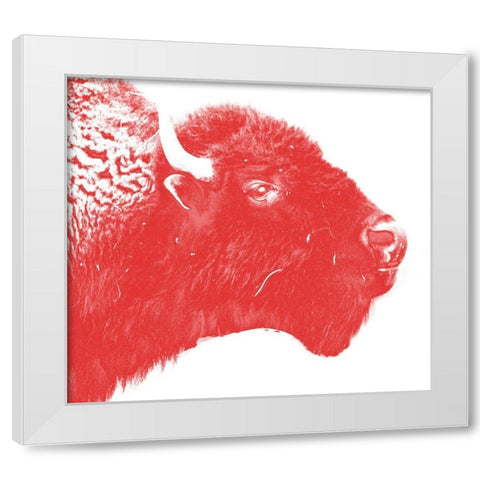 Colored Bison White Modern Wood Framed Art Print by Phillip, Jamie