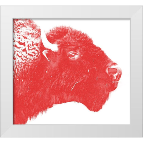 Colored Bison White Modern Wood Framed Art Print by Phillip, Jamie