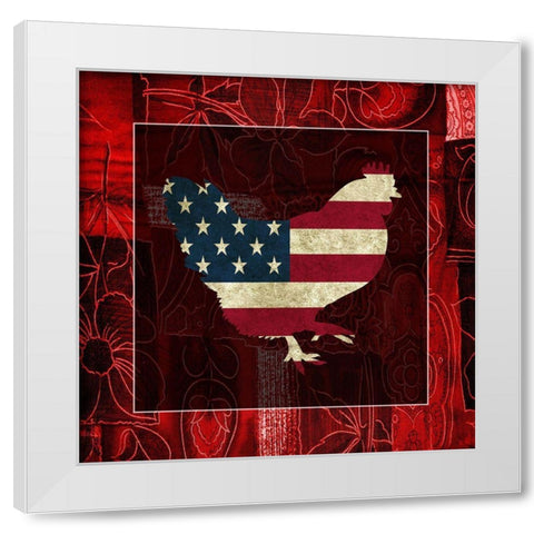 American Rooster 2 White Modern Wood Framed Art Print by Phillip, Jamie