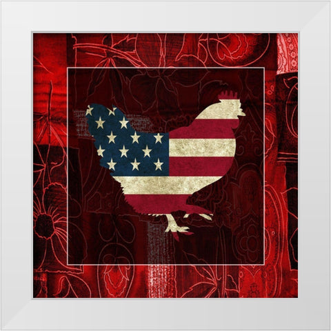 American Rooster 2 White Modern Wood Framed Art Print by Phillip, Jamie