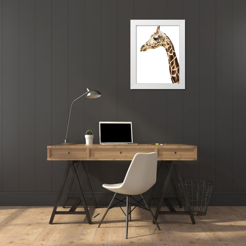 Giraffe White Modern Wood Framed Art Print by Urban Road