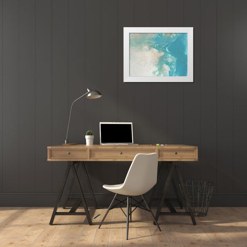 Blue Marble White Modern Wood Framed Art Print by Urban Road