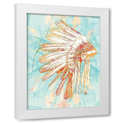Indian War Bonnet Blue White Modern Wood Framed Art Print by Urban Road