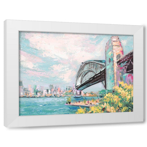 Harbour Bridge White Modern Wood Framed Art Print by Urban Road