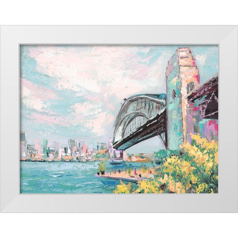 Harbour Bridge White Modern Wood Framed Art Print by Urban Road