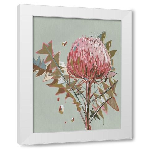 Sage Waratah White Modern Wood Framed Art Print by Urban Road