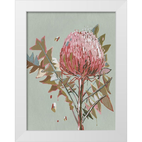 Sage Waratah White Modern Wood Framed Art Print by Urban Road