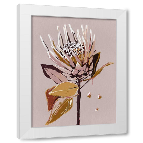 Blush Protea White Modern Wood Framed Art Print by Urban Road