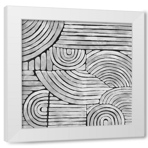 Mazy Thoughts White Modern Wood Framed Art Print by Urban Road