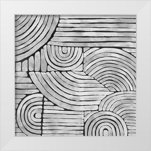 Mazy Thoughts White Modern Wood Framed Art Print by Urban Road