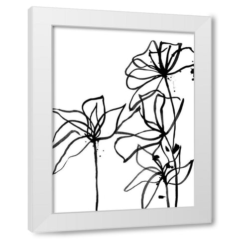 Ink Flowers I Poster White Modern Wood Framed Art Print by Urban Road