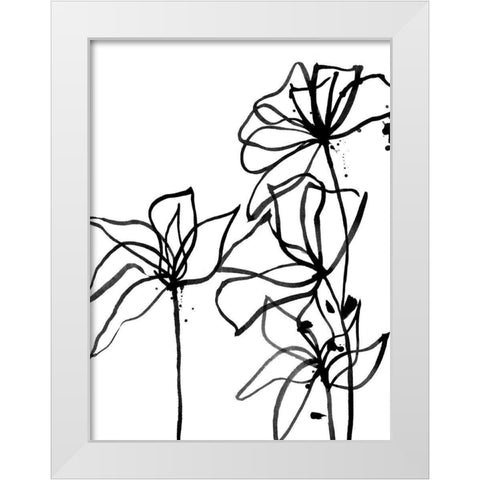 Ink Flowers I Poster White Modern Wood Framed Art Print by Urban Road
