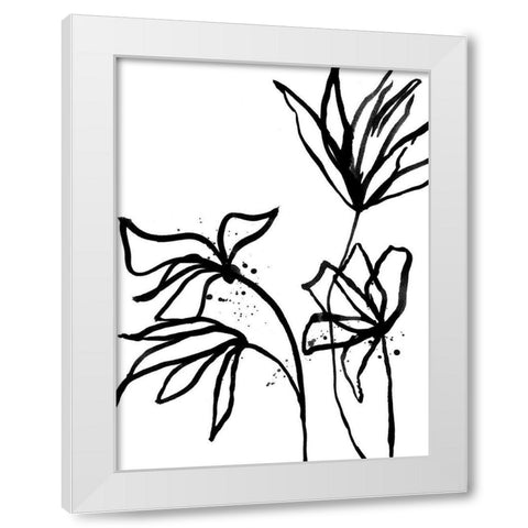 Ink Flowers II Poster White Modern Wood Framed Art Print by Urban Road