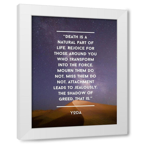 Yoda Quote: Rejoice White Modern Wood Framed Art Print by ArtsyQuotes