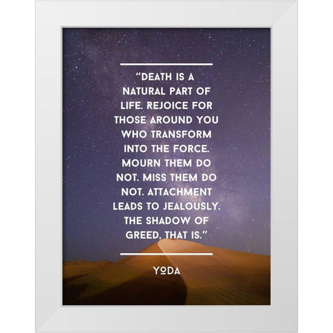 Yoda Quote: Rejoice White Modern Wood Framed Art Print by ArtsyQuotes