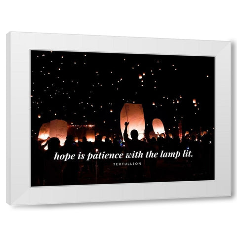 Tertullian Quote: Hope is Patience White Modern Wood Framed Art Print by ArtsyQuotes