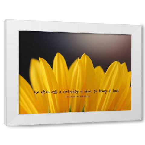Elizabeth Bibesco Quote: Bring it Luck White Modern Wood Framed Art Print by ArtsyQuotes