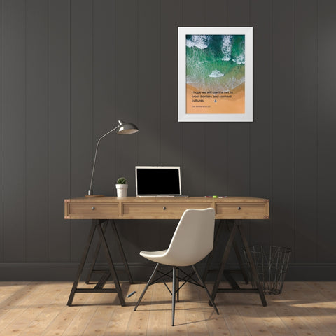 Tim Berners-Lee Quote: Cross Barriers White Modern Wood Framed Art Print by ArtsyQuotes