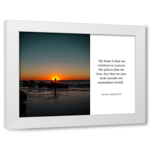 Annie Leibovitz Quote: Continue to Nurture White Modern Wood Framed Art Print by ArtsyQuotes