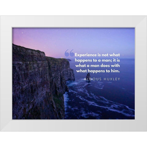 Aldous Huxley Quote: Experience White Modern Wood Framed Art Print by ArtsyQuotes